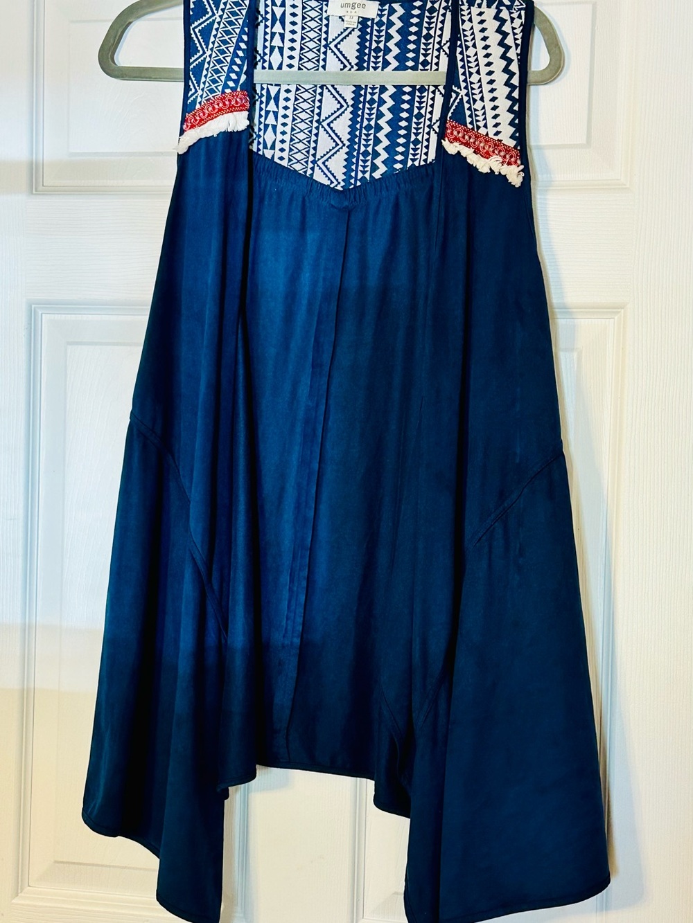 Umgee Navy High-Low Tank with Geo Navy & White Yoke and Red Trim